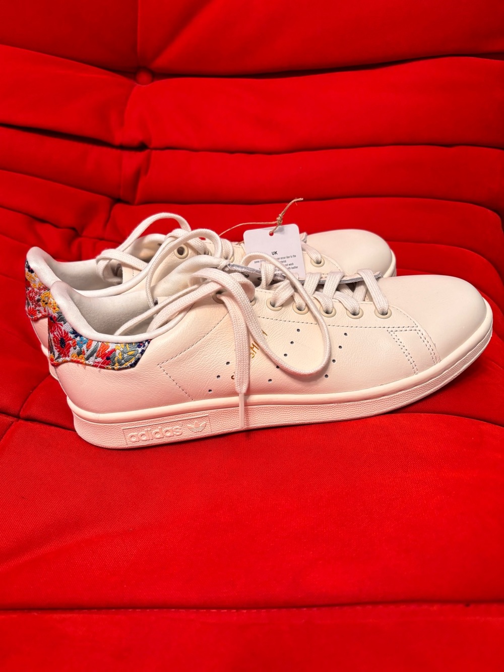 Stan Smith x Liberty of London White Leather Sneakers with Floral Accent NWT